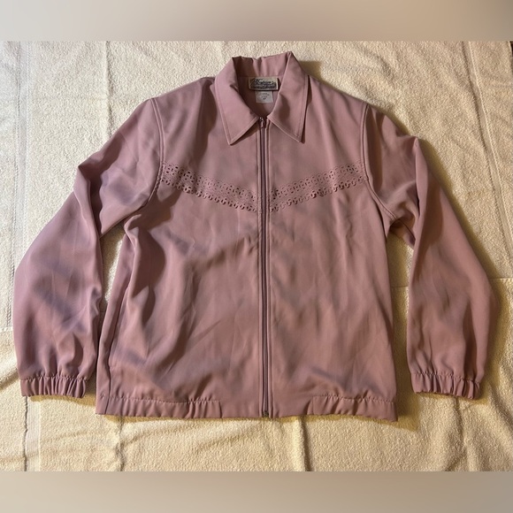 Pink Utility Jacket with Collared Neckline and Elastic Cuffs - Picture 4 of 4